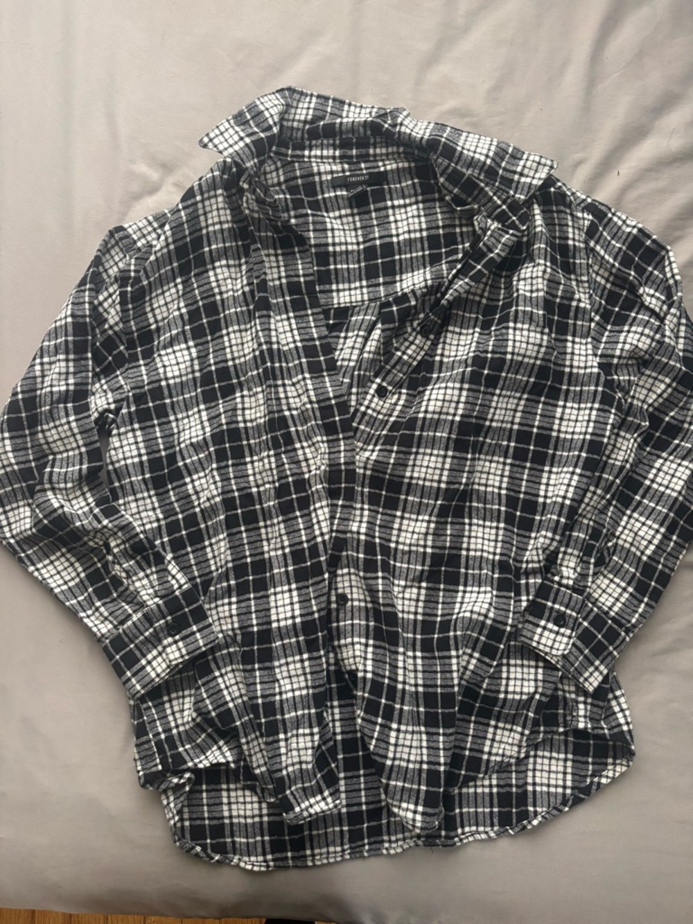 Forever 21 Black and White Plaid Button-Down Shirt